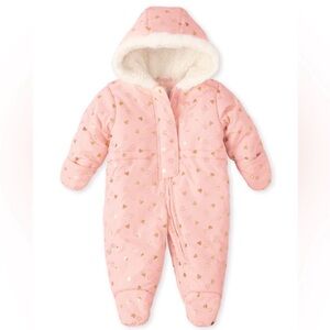 The Children's Place baby girls' pink and gold heart print snowsuit